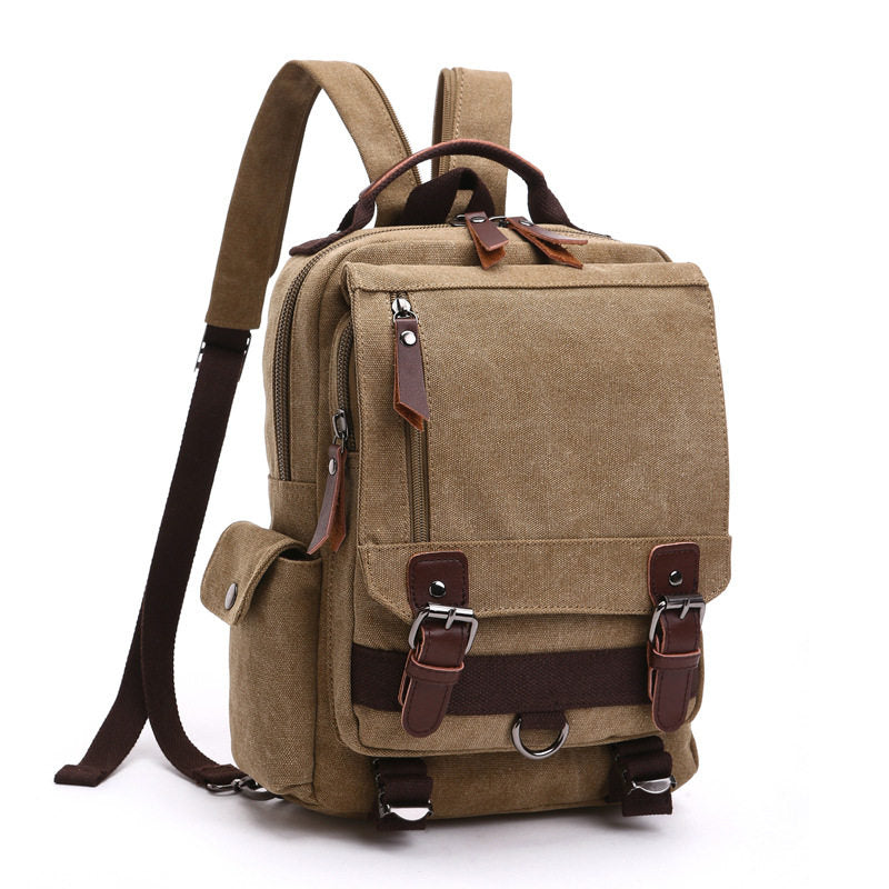 Brown Sling Bag for Big Man –  Convertible Canvas Large Sling Backpack – Large Canvas Sling Bag for Big Guys