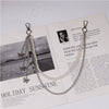 Cute Womens Jeans Chain Pearl Chain Silver Double Layers With Butterfly Charms Wallet Chains For Women