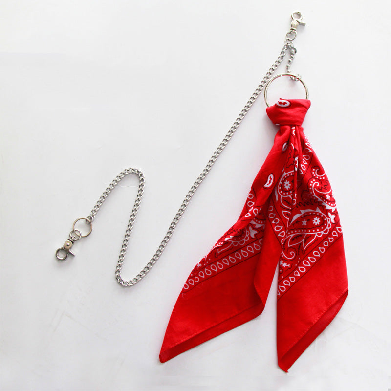 Black Paisley Bandana Kerchief Trousers Chain Pants Chain Biker Headscarf Jeans Chain Pants Chain