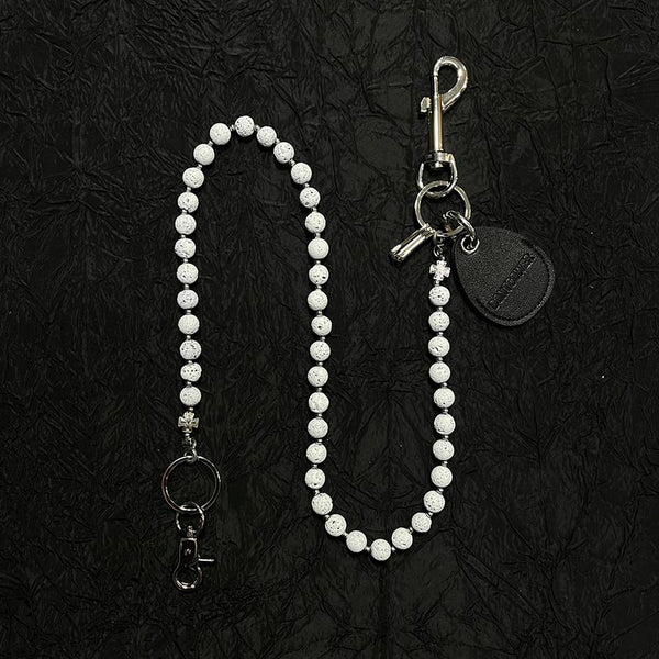 White Beaded Wallet Chain Beaded Pants Chain Lavastone Bead Wallet Chain - iChainWallets