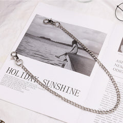 Silver Two Wallet Chain With Bear Key Charm Mens Silver Jeans Chain 2 Pants Chain For Girl