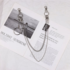 Silver Three Wallet Chain With Big Ring Mens Silver Jeans Chains 3 Pants Chains For Girl