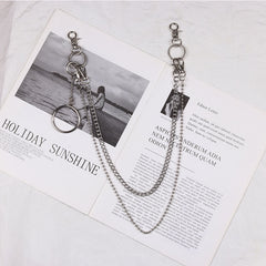 Silver Two Wallet Chain With Big Rings Mens Silver Jeans Chain 2 Pants Chain For Girl