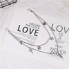 Womens Jeans Chains Silver Double Layers With Heart&Cross Charms Cute Pants Chain For Women