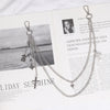 Womens Jeans Chains Silver Double Layers With Bear&Cross&Heart Charms Cute Pants Chain For Women