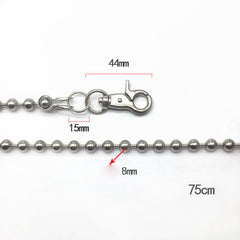 Silver Mens Long Bead Wallet Chain Biker Wallet Chain Bead Silver Pants Chain For Men