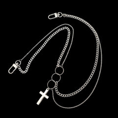Unique Silver Mens Cross Wallet Chain Double Biker Wallet Chain Double Necklace Chain For Women