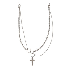Silver Mens Cross Wallet Chain Double Unique Biker Wallet Chain Double Necklace Chain For Women