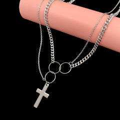 Unique Silver Mens Cross Wallet Chain Double Biker Wallet Chain Double Necklace Chain For Women