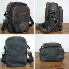 Blue Denim Womens Small Vertical Shoulder Bags Denim Side Bag Small Messenger Bag For Men