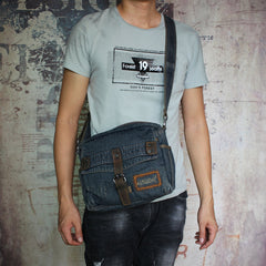 Blue Denim Small Messenger Bags Denim Small Side Bag Vintage Small Crossbody Bag For Men