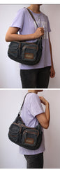 Blue Denim Side Bag Mens Denim Messenger Bags Vintage Denim Crossbody Bag For Women