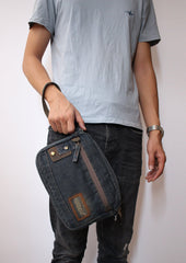 Blue Denim Mens Small Shoulder Bag Clutch bag Denim Small Messenger Bag For Men
