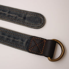 Slim Mens Double Loops Denim Belt Denim Blue Belts Vintage Denim Belt For Men Women