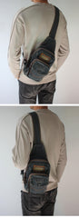 Vintage Blue Denim Mens Sling Bags Chest Bag Denim Cool Sling Bag For Men