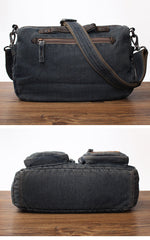 Black Denim Side Bag Mens Denim Messenger Bags Vintage Denim Crossbody Bag For Women