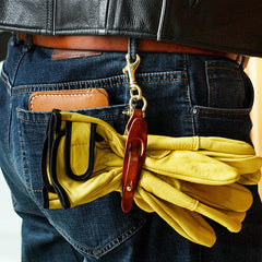 Handmade KeyChains for Men Leather Glove Holder Strap with Clip Brown Leather Keychains With Belt Loop