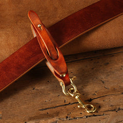 Leather Glove Holder Strap with Clip Beige Leather Keychains With Belt Loop Handmade KeyChains for Men