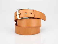 Handmade Leather Belts Mens Brass Beige Minimalist Leather Belts for Men