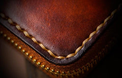 Handmade Leather Mens Chain Biker Wallet Cool Leather Long Wallet Clutch Wallets for Men