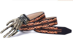 Handmade Genuine Custom Tooled Floral Cool Leather Mens Leather Men Belt for Men