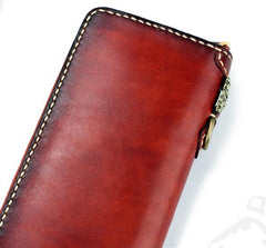 Handmade Leather Mens Chain Biker Wallet Cool Leather Wallet Long Phone Wallets for Men