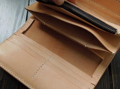 Handmade Leather Biker Wallet Boa Skin Long Trifold Mens Cool Chain Wallet Trucker Wallet with Chain