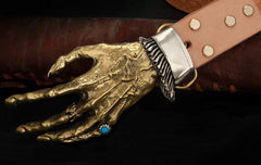 Handmade Genuine Custom God's Hand Cool Leather Mens Leather Men Beige Belt for Men