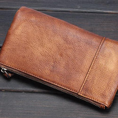 Handmade Leather Mens Cool Long Leather Wallet Wristlet Clutch Wallet for Men - iChainWallets