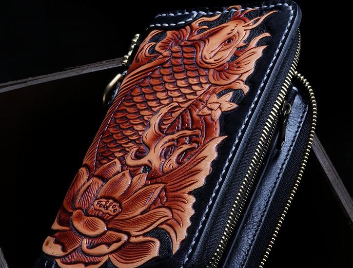 Carp Fishing Gifts ➤Handmade engraved leather wallet Gifts for
