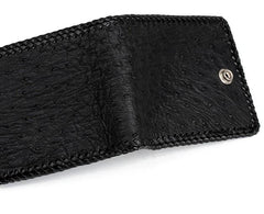 Handmade Leather Ostrich skin Mens billfold Wallet Cool Chain Wallet Biker Wallet for Men