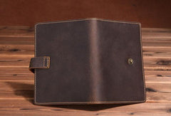 Vintage Leather Mens Passport Wallet Bifold Slim Long Wallet For Men