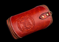 Handmade Leather Tooled Mens Cool Car Key Wallet Coin Wallet Pouch Car KeyChain for Men
