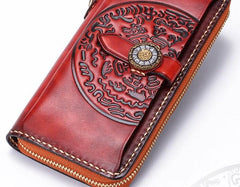 Handmade Leather Mens Long Biker Wallet Cool Leather Wallet Long Phone Wallets for Men