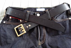 Handmade Genuine Custom Cool Leather Mens Leather Men Black Belt for Men