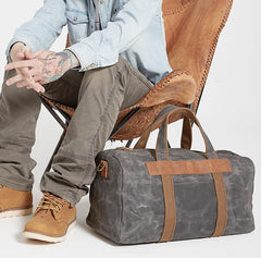 Gray Canvas Mens Travel Bag Weekender Bag Duffle Bag Large Canvas Weekender Bag for Men