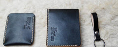 Black Leather Mens Bifold Small Wallet Leather Small Wallets for Men