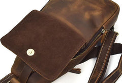 Genuine Leather Cool Chest Bag Sling Bag Crossbody Bag Travel Bag Hiking Bag For Mens