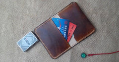 Vintage Leather Mens Slim Front Pocket Bifold Small Wallets Card Wallet for Men