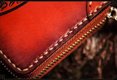 Handmade Leather Tibetan Mens Biker Wallet Cool Leather Biker Wallet Long Chain Wallets for Men