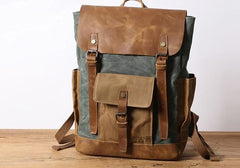 Waxed Canvas Mens Travel Backpack Canvas Backpacks Canvas School Backpack for Men