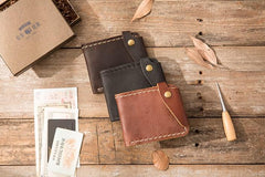 Handmade Leather Mens Small Wallets Bifold Slim Front Pocket Wallet for Men