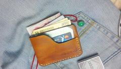 Brown Leather Mens Slim Front Pocket Wallets Leather Cards Wallet for Men