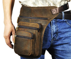 Cool Leather Drop Leg Bag Belt Pouch Mens Waist Bag Shoulder Bag for Men