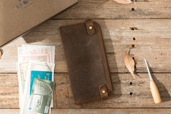 Cool Canvas Leather Mens Bifold Long Wallet Long Wallet for Men