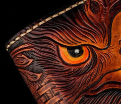 Handmade Leather Eagle Tooled Mens Small Wallet Cool Leather Wallet billfold Wallet for Men