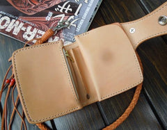 Handmade Leather Biker Wallet Mens Cool billfold Chain Wallet Trucker Wallet with Chain