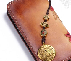 Handmade Leather Ganesha Mens Tooled Long Chain Biker Wallet Cool Leather Wallet With Chain Wallets for Men