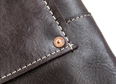 Handmade Leather Mens Cool Long Leather ipad bag Bifold Clutch Wallet for Men