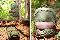 Waxed Canvas Leather Mens Camera Backpack Canvas Travel Backpack Canvas Camera Backpack for Men